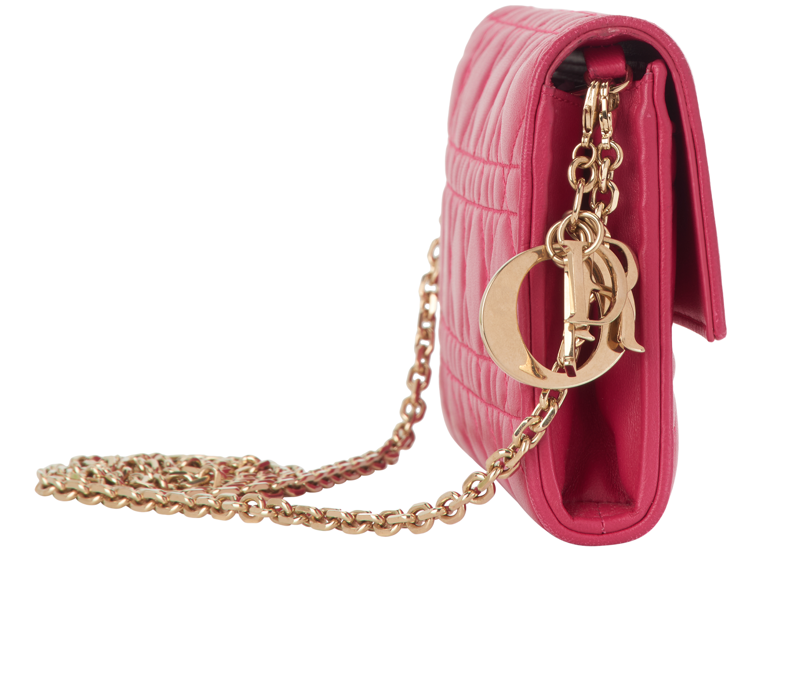 Lady Dior Wallet On Chain, &pound;595, Handbags, Pink, Leather, Side view